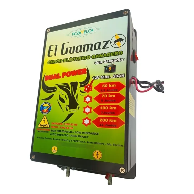Energizador Cerca Ganadera Dual Cargador Batería 50 Km