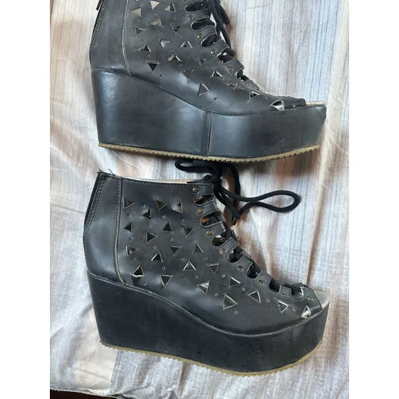 Botas De Verano Caladas 38 Negras Retro Vintage