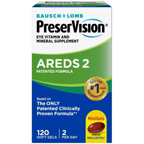 Preservision Areds 2 de 120 Capsulas Blandas Sabor Neutro vitaminas y minerales para la vista de adultos contiene luteína vitamina C zeaxantina zinc y vitamina E