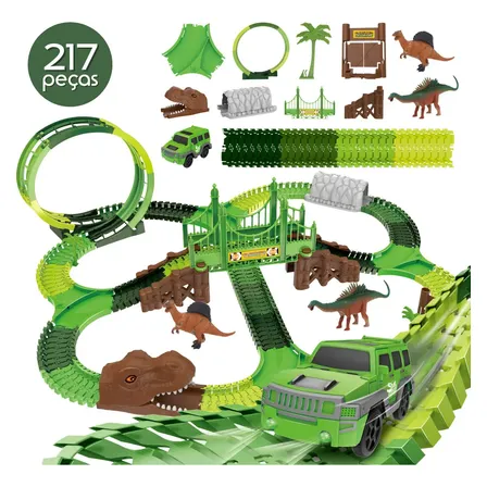 Pista Carrinho Dinossauro Looping Radical Luz Som 217 Peças