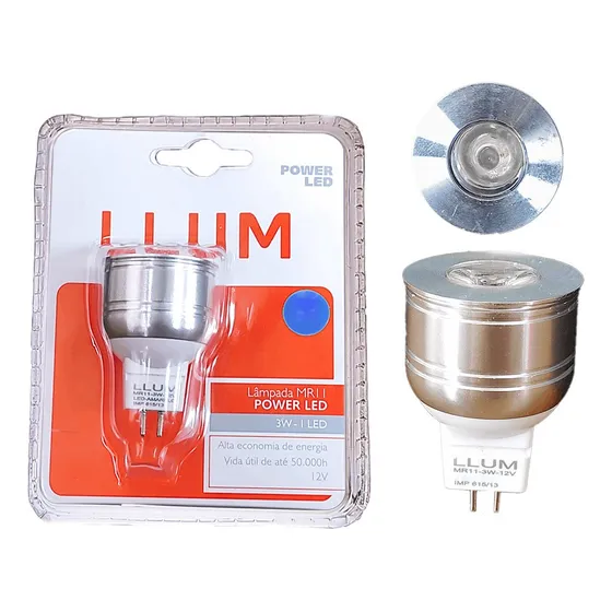 Lâmpada Power Led Mr11 - 3w 12v - Led Azul - Llum