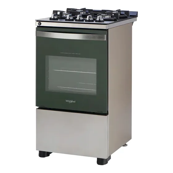 Cocina A Gas 4 Hornallas Whirlpool Wfo4vbrruw Mesada Vidrio Color Gris