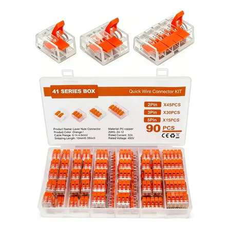 Conector Fio Compacto Emenda Kit 90 2 Fios 412 413 415 0