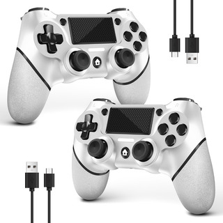 2pcs Control Mando Inalámbrico Para Play Ps4 Y Pc Blanco 2pcs Control Mando Inalámbrico Para Play Ps4 Y Pc Blanco
