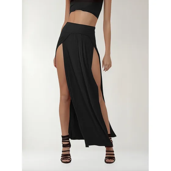 Maxi Falda Con Aberturas De Moda Epifania Modelo Lilia