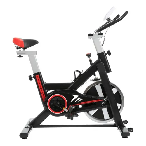 Bicicleta de spinning negra y roja Bonafit