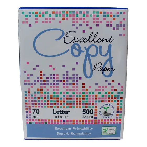 Paquete Papel Bond Carta Excellent Copy 500 Hojas 1 Resma Color Blanco