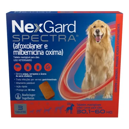 Nexgard Spectra 3 Tabletes Antipulgas Carrapatos Cães 30-60kg