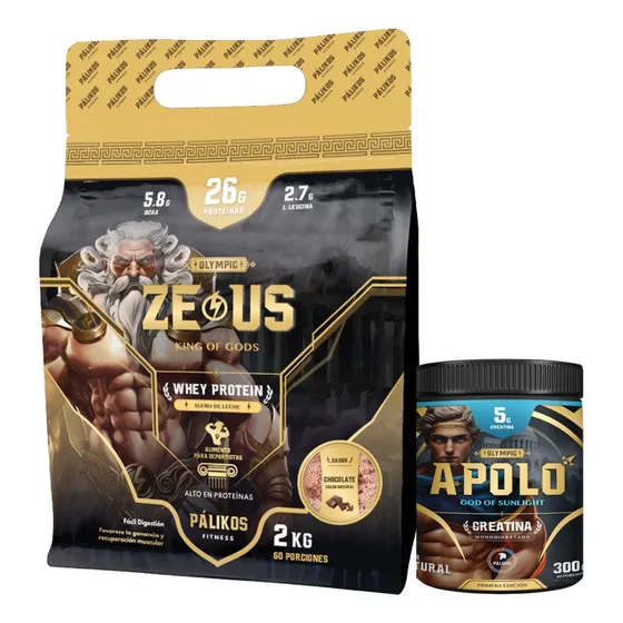 Whey Protein Zeus 2kg Doypack + Creatina Apolo 300g Sabor Chocolate