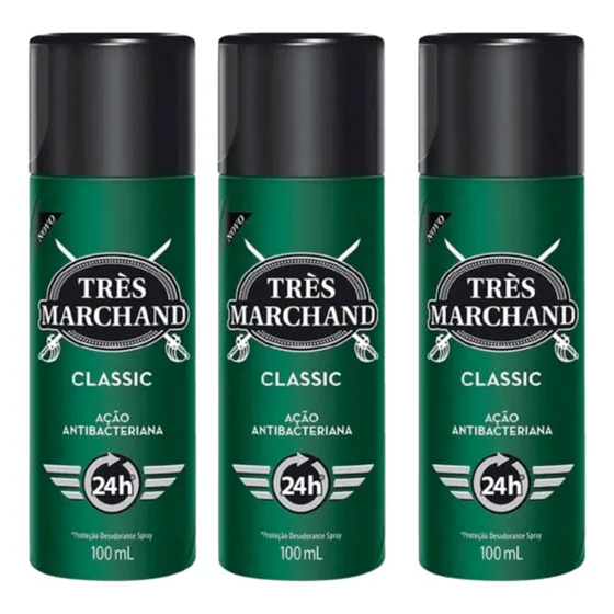 Tres Marchand Classic Desodorante Spray 100ml- Kit C/ 03und