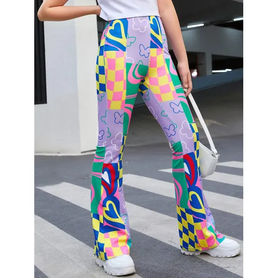 Shein Chicas Adolescentes Pantalones Con Estampado De Corazó