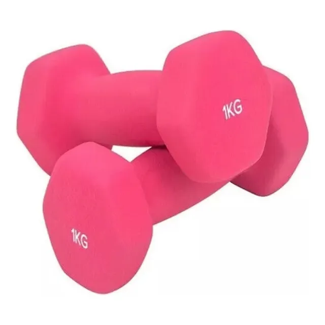 Par Mancuernas De 1 Kilos Rosa Ejercicio Pilates Yoga Gym