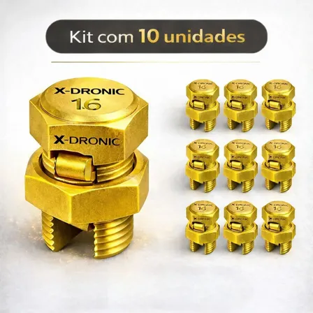 Kit 10 Conectores Split Bolt Parafuso Fendido de 16mm para Cabo e Fio Elétrico X-Dronic