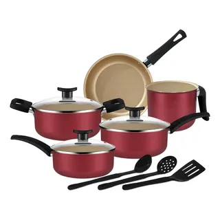 Jogo De Panelas Teflon Antiaderente 8 Peças Cereja