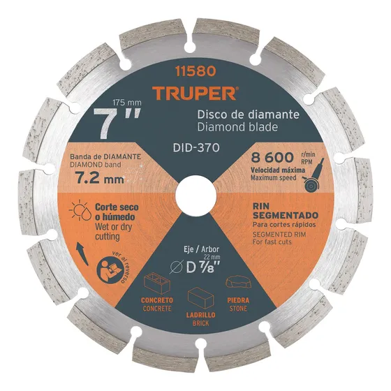 Disco De Diamante De 7´´ X 2.5 Mm Rin Segmentado, Truper