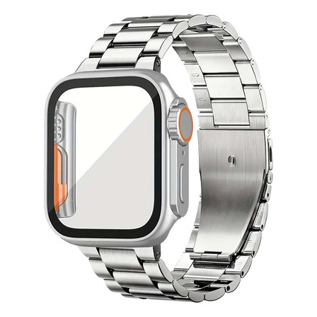 Correa Para Apple Watch Eslabon Acero Inox + Case Tipo Ultra Correa Para Apple Watch Eslabon Acero Inox + Case Tipo Ultra
