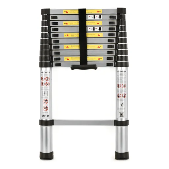 Escada Telescopica Aluminio 3.2m 11 Degraus Zaganza Cor prata com amarelo