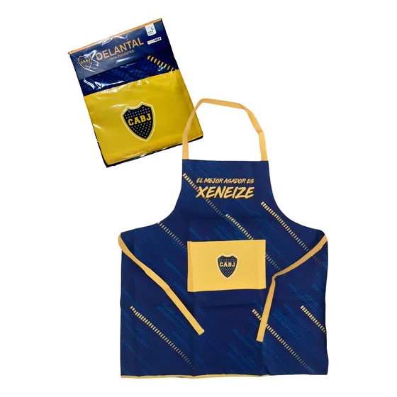 Delantal De Cocina River Plate Todo Terreno Oficiales Unicos Color Azul Y Oro Diseño De La Tela Boca Juniors