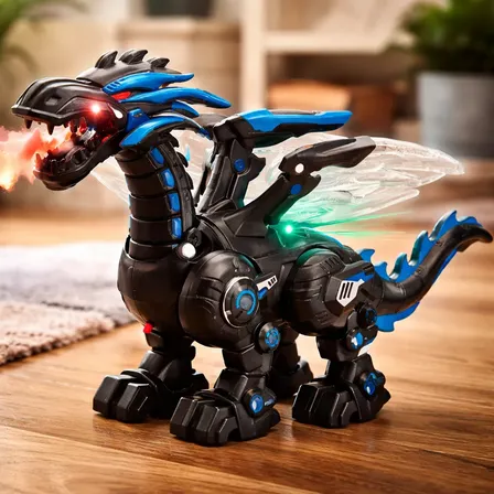Brinquedo Dragão Elétrico Anda Solta Fumaça Com Som E Luz