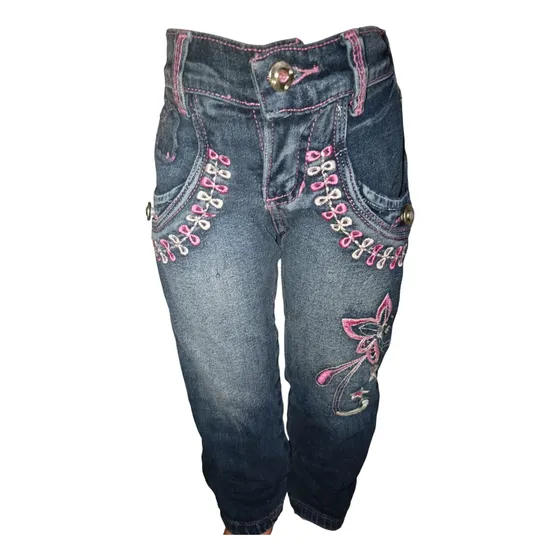 Jeans De Niña Bordado Talla 3 Años Marca Skivi