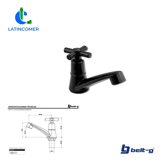 Llave Lavamanos Individual Cross Black - Gri-0773