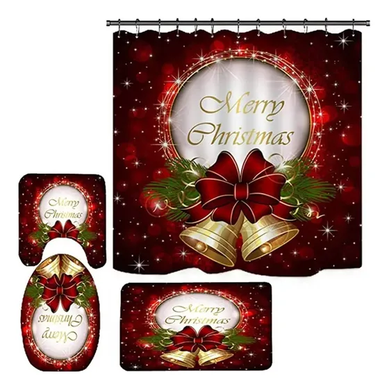 Zt Juego De Alfombras Navideñas For Cortinas De Baño