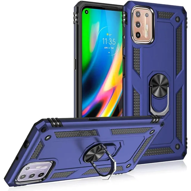 Funda Moto G9 Plus Anillo Magnetico + Mica Cristal 21d