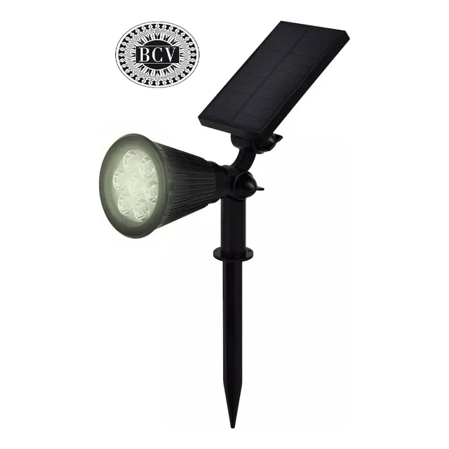 Lampara Solar Exterior Reflector Led Piso O Pared Luz Fria