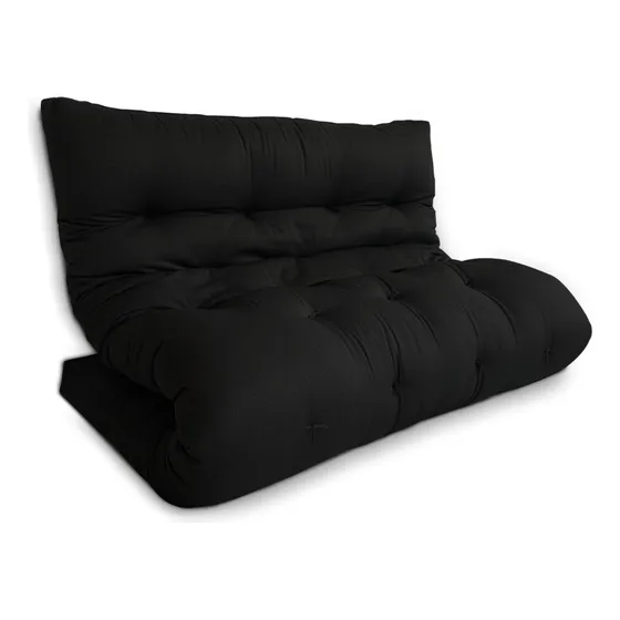 Futon Casal Slim 128x188x10cm (02 Lugares) Cor Preto Desenho Do Tecido Liso