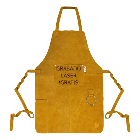 Grilltech Delantal Pechera Parrillera Cuero Reno Grabado Color Marrón