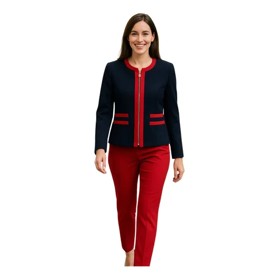 Traje Sastre Mujer Aixa Saco Y Pantalón Estilo Moderno Azul Marino Lisa 32