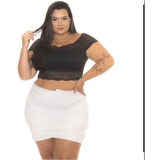 Cropped Ciganinha Rendado Plus Size