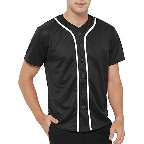 Toptie Hombres Baseball Jersey Button De La Línea De Nsbdq