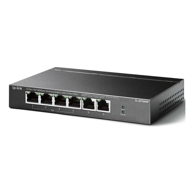 Switch 6 Puertos Tp-link Tl-sf1006p Poe Escritorio 10/100mbp