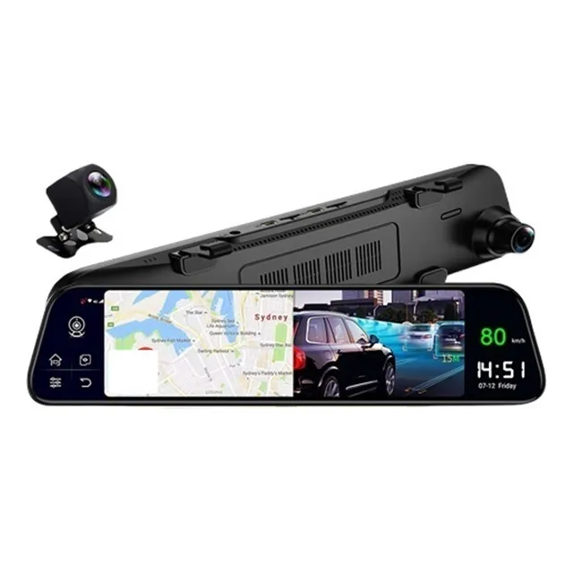 Dash Cam 4g 12 Pulgadas Coche Retrovisor Espejo Transmision