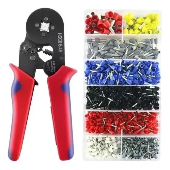 Kit Alicate Crimpar Prensa Terminal Tubular 1200 Terminais