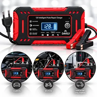 Carregador Inteligente De Bateria Automotiva Portátil 12v 6a