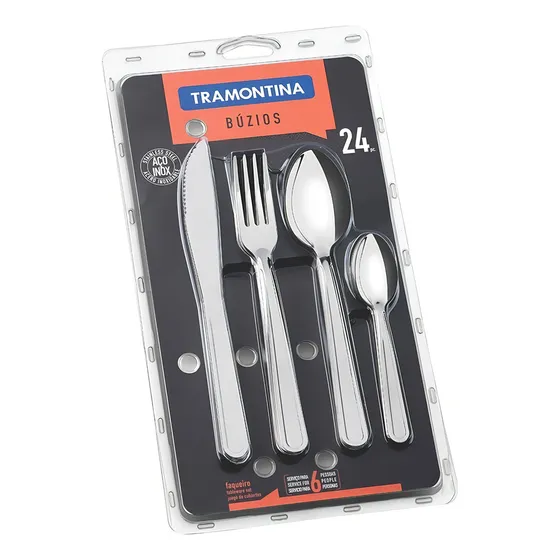 Juego De Cubiertos Tramontina Buzios De Acero Inoxidable 24 Color Acero inox