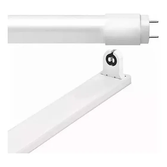 Tubo Led Vidrio 18w + Plafon Liston Portatubo Luz Fria 1.20 Mts Completo Conexión Una Punta 220v