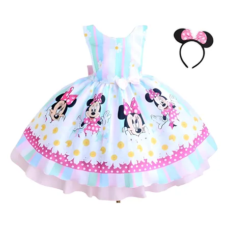 Vestido Super Luxo Festa Infantil Minnie Rosa 1 Ao 12 Anos
