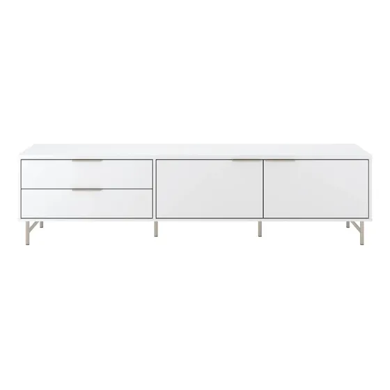 Rack 2 Gavetas E 2 Portas 220 Cm - Branco Fosco C/ Champanhe
