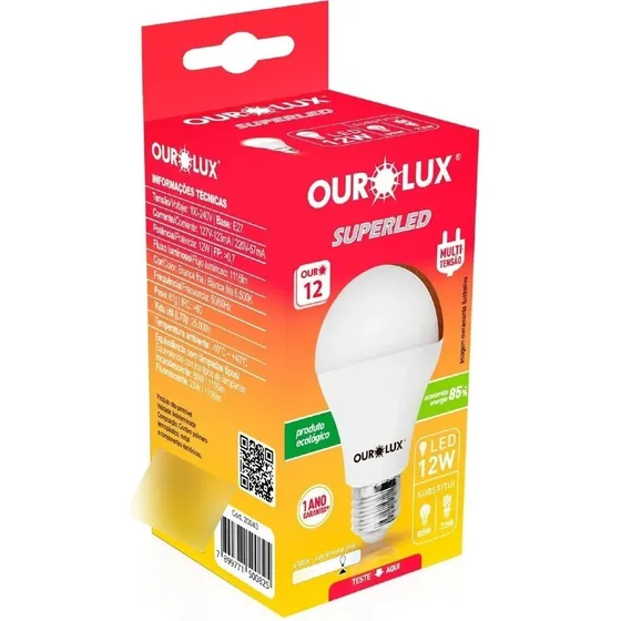 Lâmpada Bulbo Super Led 12w 6500k Bivolt Ourolux