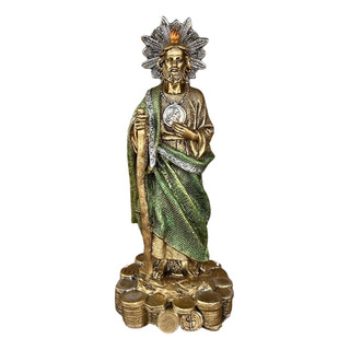 Estatua San Judas Tadeo Sobre Monedas 30cm Dorado, Jart Estatua San Judas Tadeo Sobre Monedas 30cm Dorado, Jart