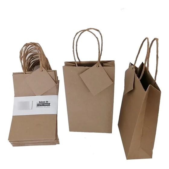 Bolsa De Regalo Papel Kraft - Medianas Paquete X 12