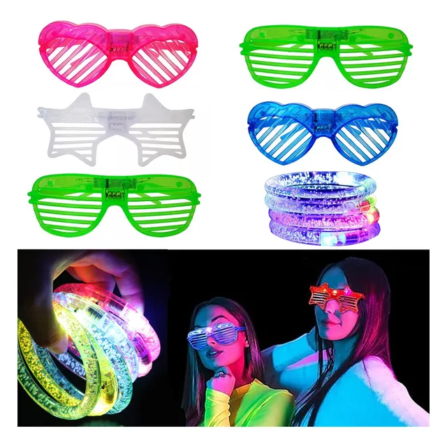 14 Fiesta Batucada Con Lentes Neón Glow Y Luces Led