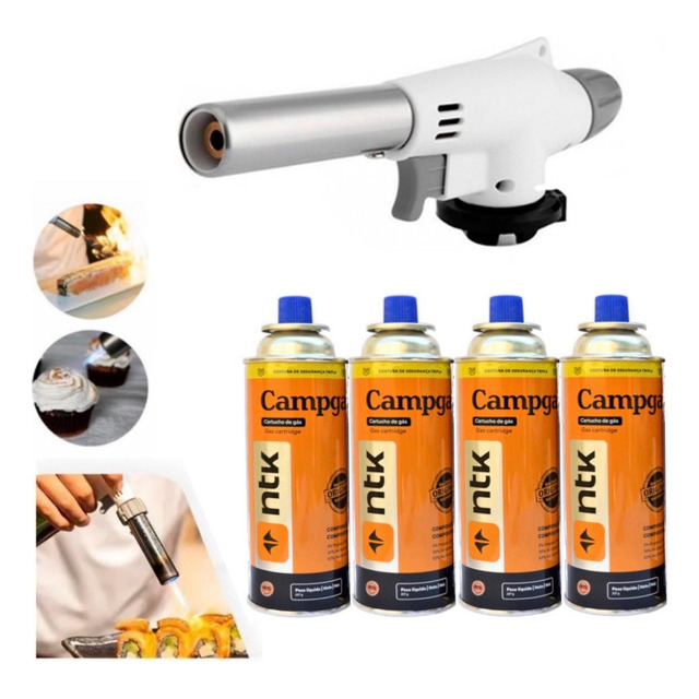Kit C/4 Refil + Maçarico Portátil Com Regulagem Gourmet Kit C/4 Refil + Maçarico Portátil Com Regulagem Gourmet