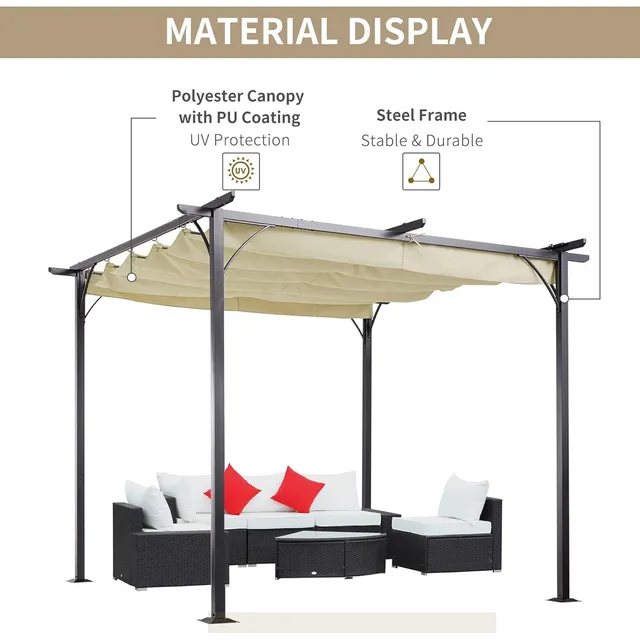 Gazebo Carpa Kisko Con Toldo Retractil