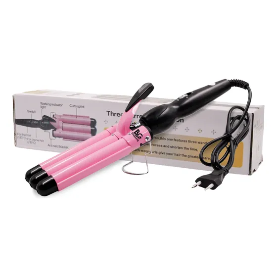 Modelador Cachos Tri-ondas 127/220V De Cerâmica Rosa B