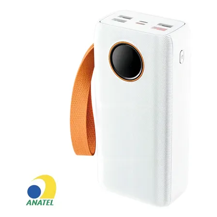 Power Bank Carregador Portátil Com Cabo Display Turbo Boyu Cell Preto 20.000mah Branco