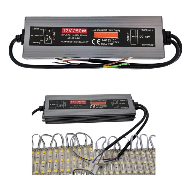 Balastro Fuente Poder Conmutada 12v 250w 20.8a Ext Ip67 Slim